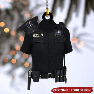 Personalized Police Uniform With Hat Gun Shaped Flat Ornament - Police Uniform Ornament