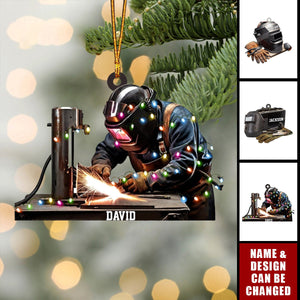 Personalized Welder And Working Tools Shaped Christmas Ornament