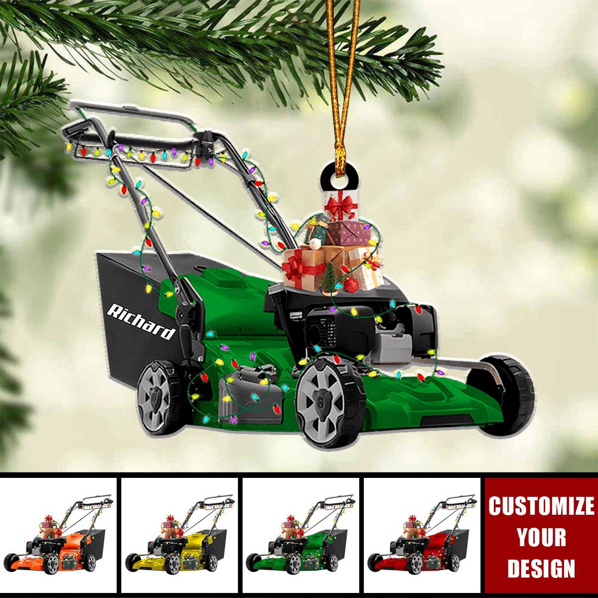 Personalized Lawn Mower Machine Christmas Shaped Ornament