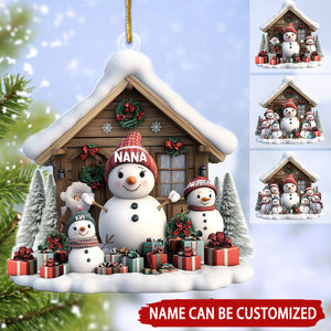 Cute Snowman Nana And Grandkids Personalized Christmas Ornament