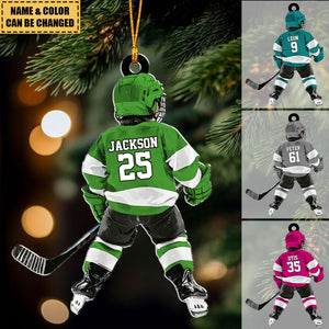 Personalized Kid Hockey Player Christmas Ornament, Gift For Hockey Lover