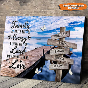 Family Canvas Wall Art - Personalized Canvas - Family A Little Bit Of Crazy