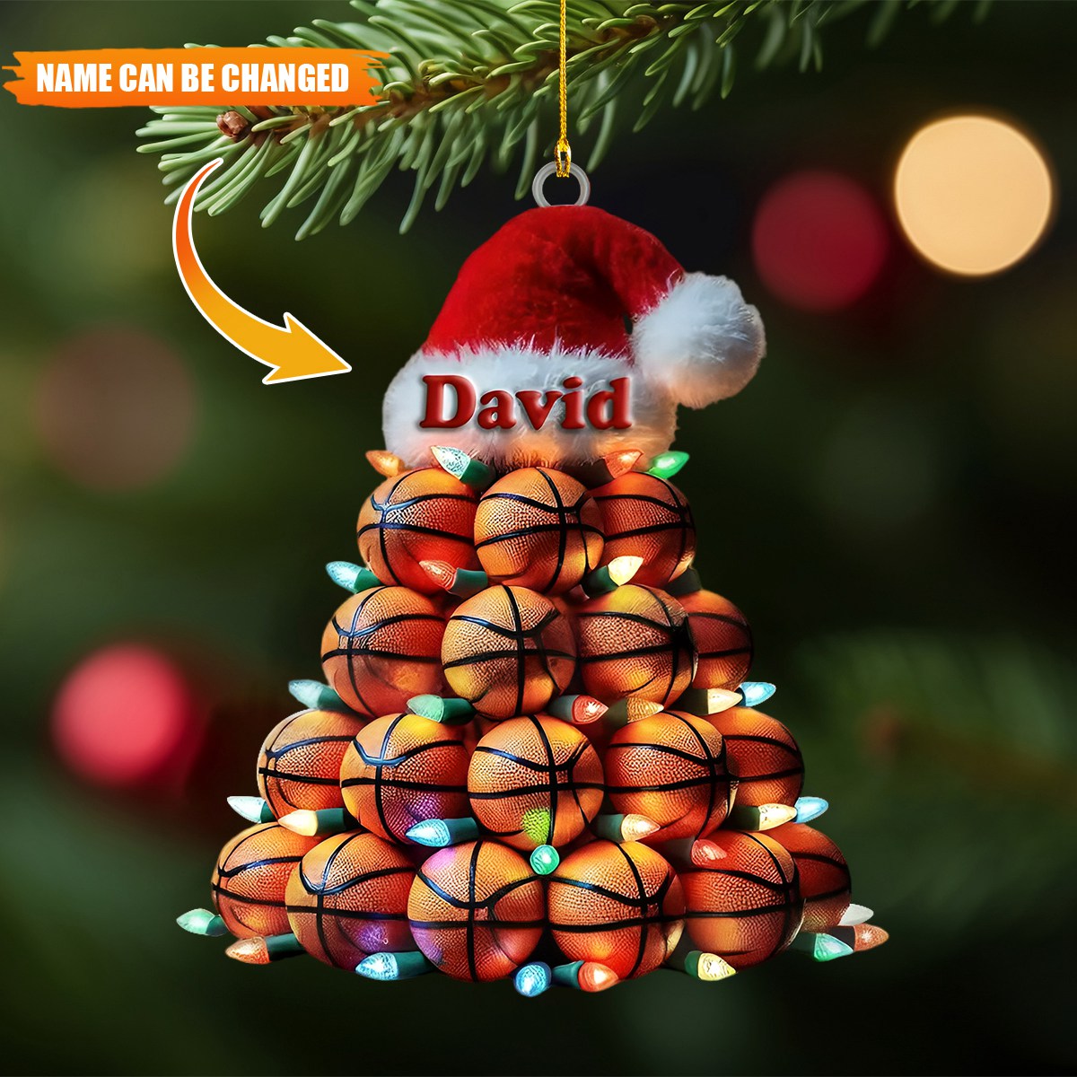 Custom Name Basketball Ornament, Basketball Lover Christmas Gift