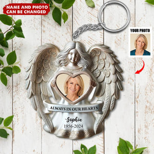 Angel Among Us Upload Photo Memorial Acrylic Keychain, Personalized 3D Effect Memorial Keychain