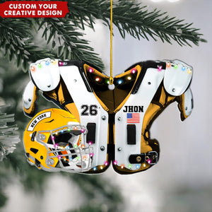 American Football Shoulder Pads and Helmet Personalized Ornament