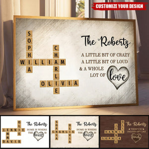 Family Whole Lot Of Love Crossword Puzzle Art - Captured In A Moment, Cherished For A Lifetime Personalized Poster