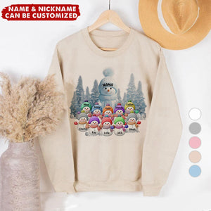 Christmas Blue Vibe Snowman Grandma Mom Colorful Kids Personalized Sweatshirt