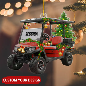 Golf Cart With Christmas Bell Personalized Christmas Ornament, Gift For Golf Lover