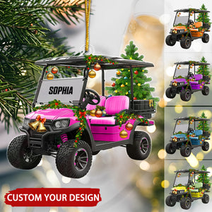 Golf Cart With Christmas Bell Personalized Christmas Ornament, Gift For Golf Lover