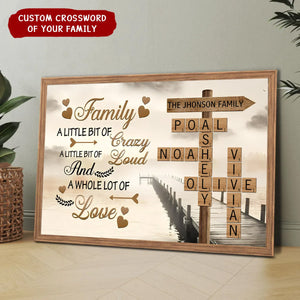 Family A Little Bit Of Crazy Crossword Puzzle Art Personalized Poster