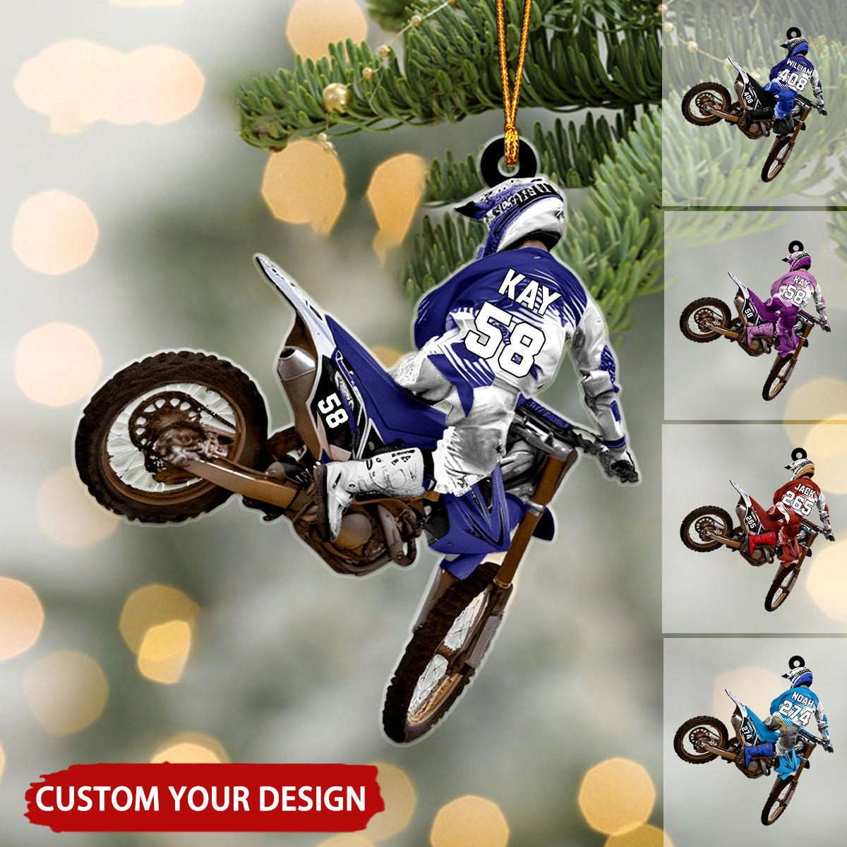 Fierce Motocross Racer Personalized Christmas Ornament, Gift For Motocross Lovers