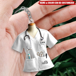 Nurse Uniform Custom Name Personalized Keychain