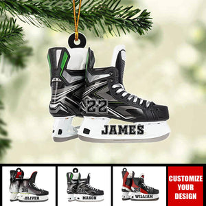 Hockey Skates - Personalized Acrylic Christmas Ornament, Gift For Ice Hockey Lovers