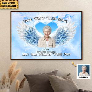 Memorial Canvas - Personalized Canvas Prints - Your Wings Were Ready But Our Hearts Were Not