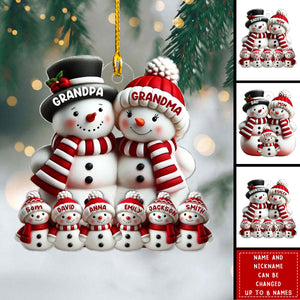 Cute Snowman Family Christmas Decor Personalized Acrylic Ornament