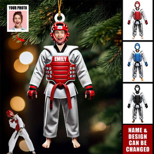 Custom Name and Face Taekwondo Ornament, Taekwondo Christmas Gift