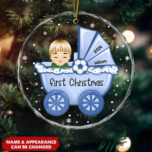 Baby First Christmas - Personalized Circle Glass Ornament