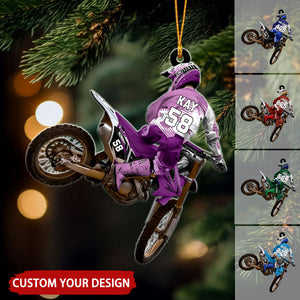 Fierce Motocross Racer Personalized Christmas Ornament, Gift For Motocross Lovers