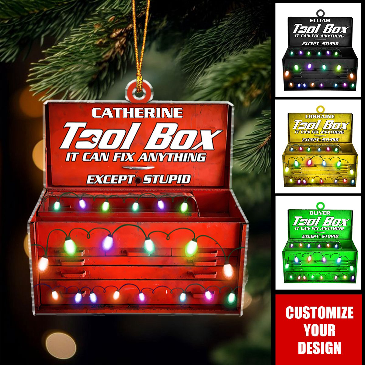 Auto Mechanic's Tool Box - Personalized Acrylic Christmas Ornament