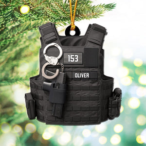 Personalized Police Bulletproof Vest Christmas Acrylic Ornament