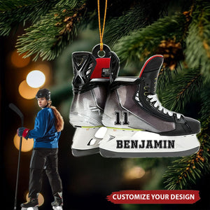 Hockey Skates - Personalized Acrylic Christmas Ornament, Gift For Ice Hockey Lovers