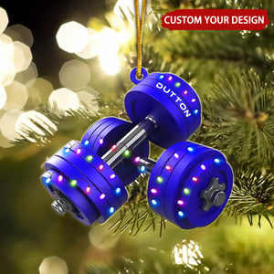 Barbell Personalized Christmas Ornament, Fitness Gifts for Gym Workout Enthusiasts Coach Instructor