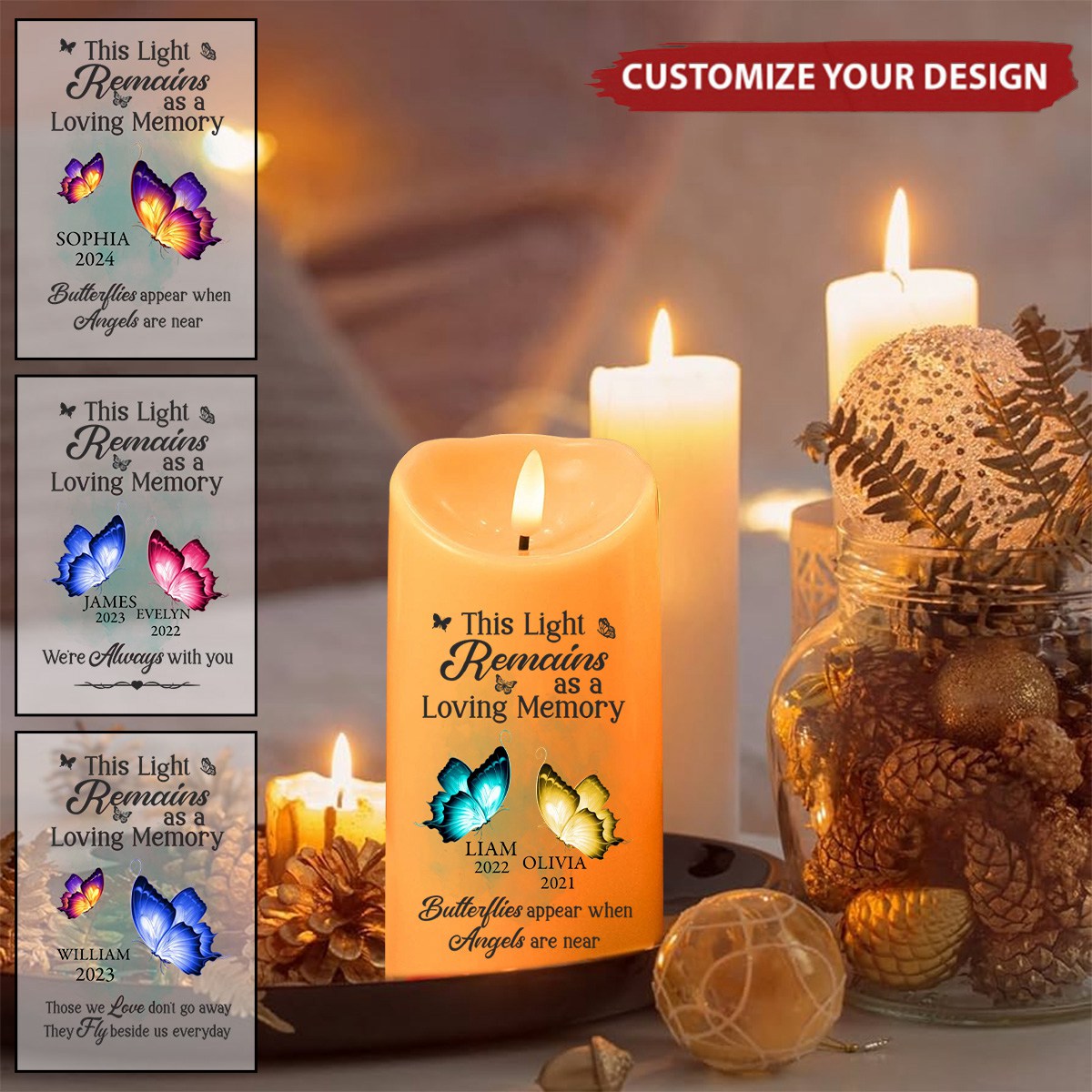 This Light Remains As A Loving Memory - Memorial Personalized LED Candle, Gift For Family Members