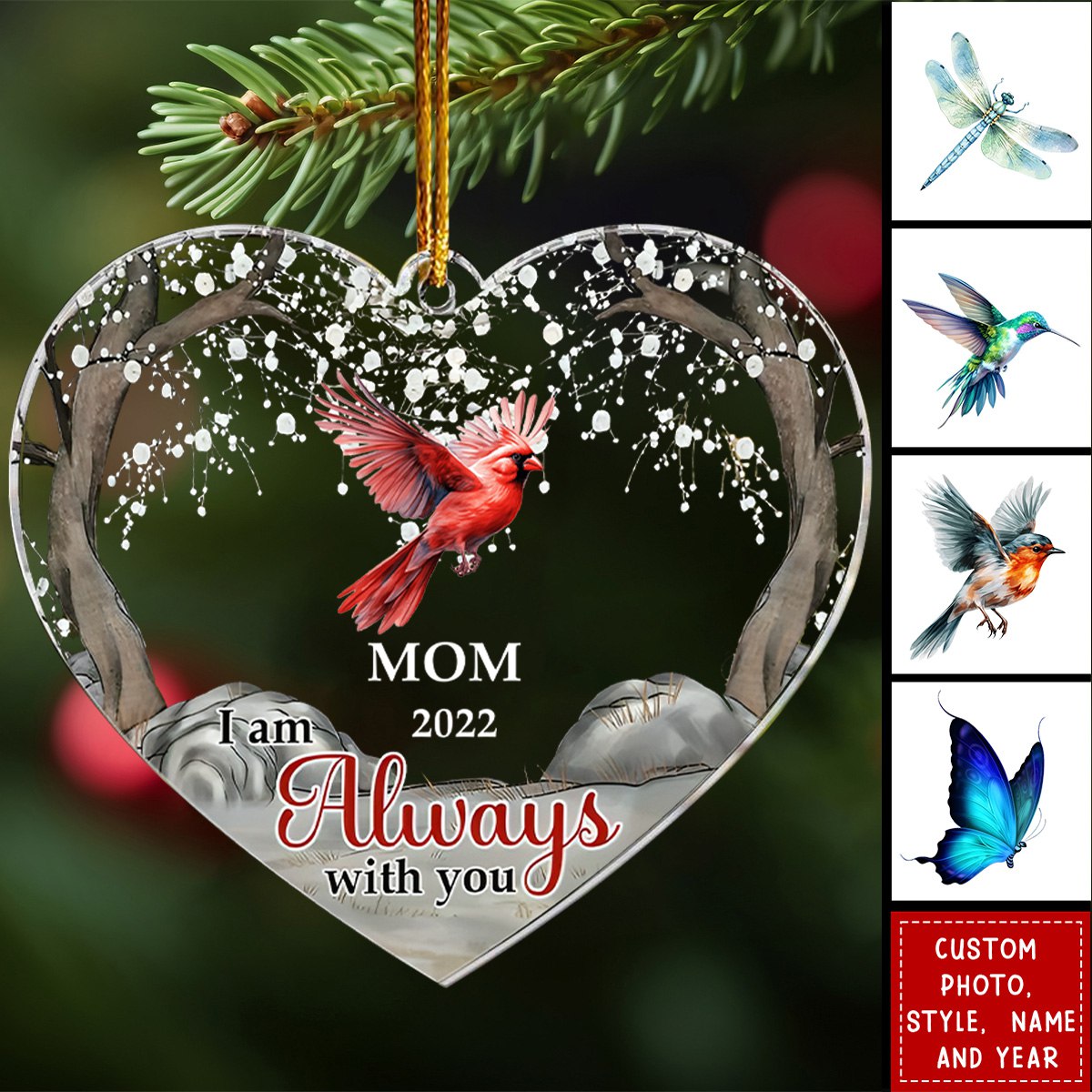 We're Always With You - Personalized Memorial Acrylic Ornament