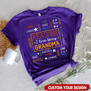 Reasons I Love Being Grandma Personalized T-Shirt