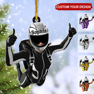 Skydiving Girl Personalized Christmas Ornament, Gift For Extreme Sports Lover