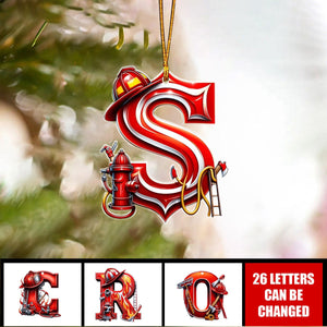 Custom Alphabet Letter Firefighter Gifts Christmas Ornament