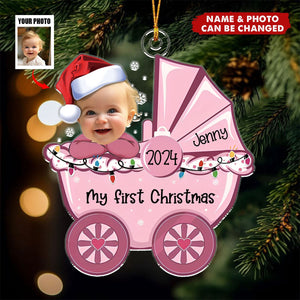 Baby's First Christmas Baby Stroller- Personalized Acrylic Photo Ornament