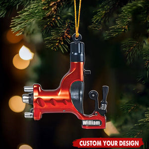 Tattoo Machine - Personalized Acrylic Christmas Ornament, Gift For Tattoo Artist