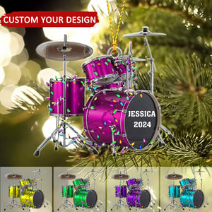 Drum With Christmas Light Personalized Christmas Ornament, Gifts For Drummer