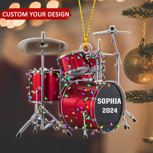 Drum With Christmas Light Personalized Christmas Ornament, Gifts For Drummer