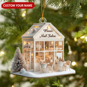 Nail Salon Personalized Acrylic Christmas Ornament, Gift For Nail Artist