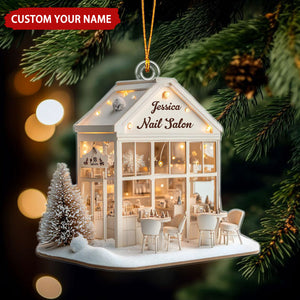 Nail Salon Personalized Acrylic Christmas Ornament, Gift For Nail Artist