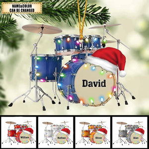 Personalized Drum Set Christmas Drummer Playing Acrylic Ornament