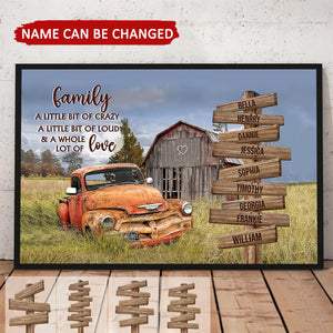 Family Old Barn and Vintage Vehicle Personalized Canvas